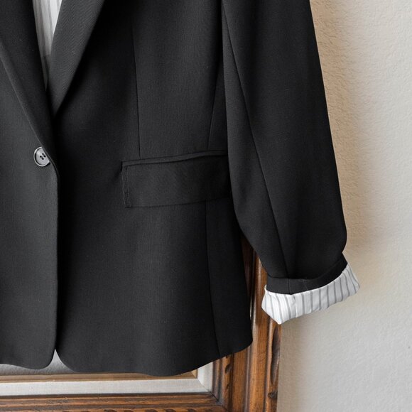 1. State Blazer Size 12 Black Classic One-Button Tailored Women’s Jacket - Picture 3 of 5